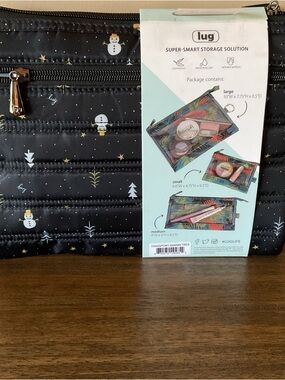 Lug Transport 3pc clear window storage bags. Snowman print. NWT